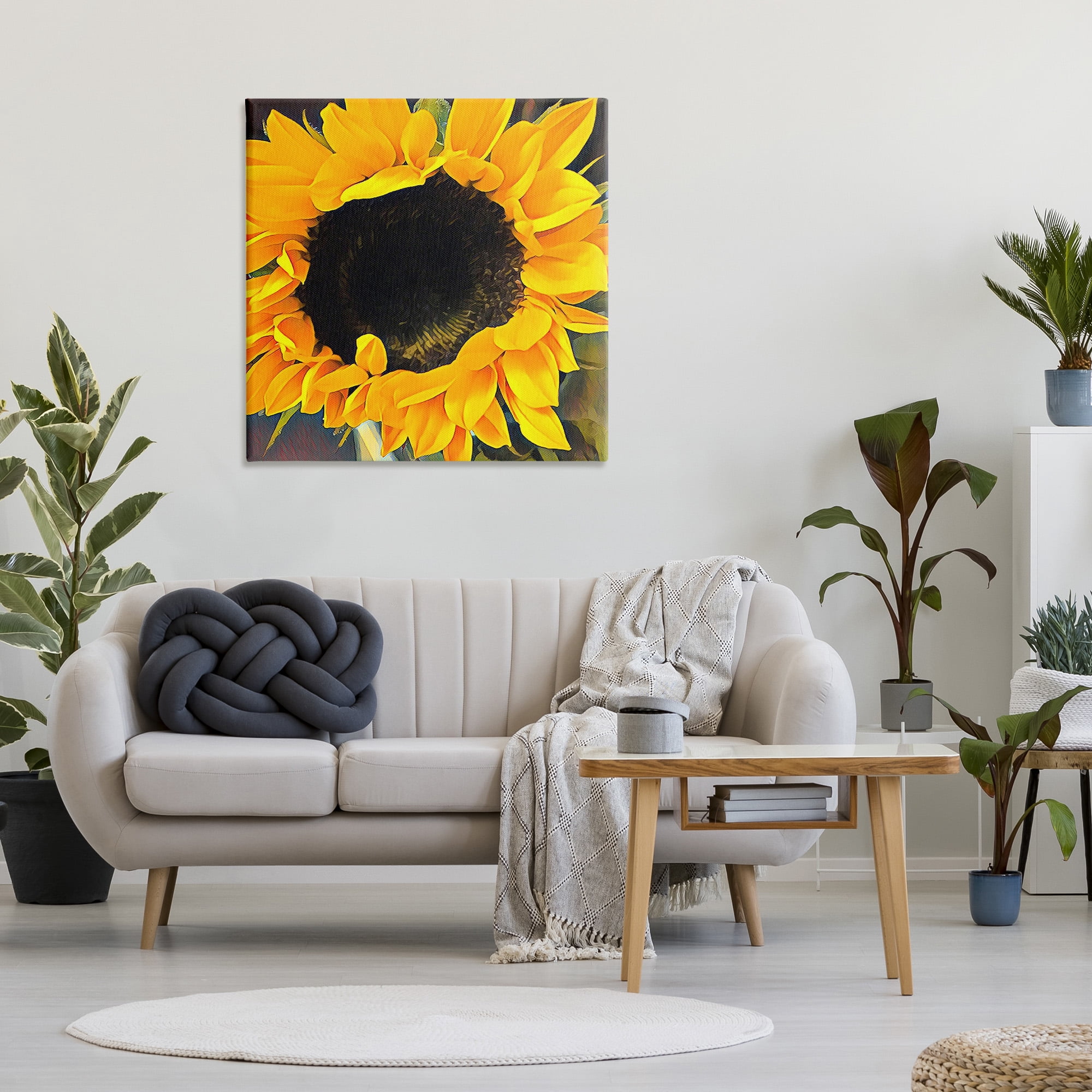 Stupell Industries Vivid Yellow Sunflower Botanical & Floral Painting Gallery Wrapped Canvas Art Print Wall Art, 36 x 36