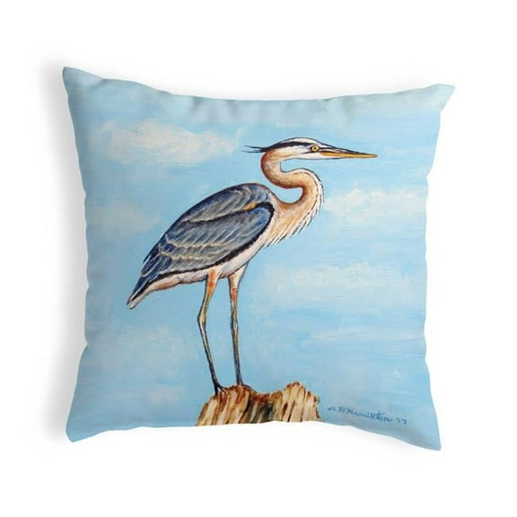 Betsy Drake KS627 12 x 12 in. Blue Heron on Stump Small No-Cord Pillow
