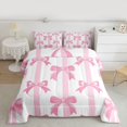 thumbnail image 2 of Homewish Cute Ribbon Bowknot 3 Pieces Queen Comforter Set for Teens Adults Female,Pink White Stripes Ultra Soft Bedding Sets,Dreamy Princess Bedding Comforter Set Breathable,Super Cozy Room Decor, 2 of 8