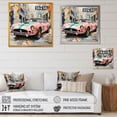 thumbnail image 4 of Designart "Pink Vintage American GT Racer" Architecture Framed Wall Art Decor - Modern Pink Race Tracks Hallway Framed Wall Art Decor, 4 of 6