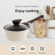 Neoflam Eela 1.9qt Nonstick Saucepan, Ivory Cast Iron with Glass Lid