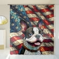 thumbnail image 3 of Patriotic Boston Terrier Stained Glass Portrait American Flag Shower Curtain Gentleman Dog Lover Gifts Waterproof Bathroom Bathtub Curtain - 01010, 3 of 5