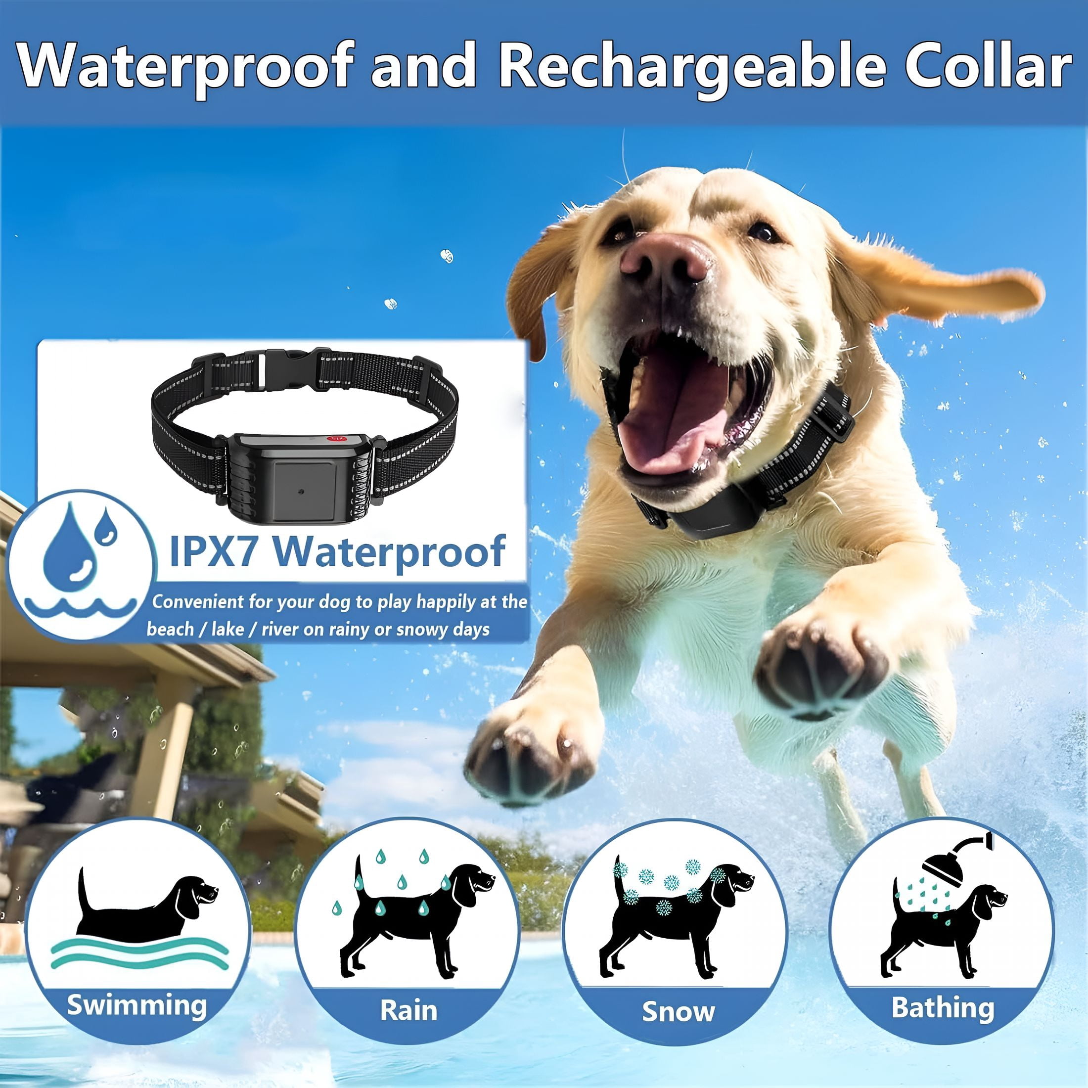 BESTSKY Wireless Dog Fence Electric Training Collar 2-in-1, Dog Boundary Containment System, Waterproof Rechargeable Collar Receiver, Vibration Shock, Harmless for All Dogs, for 1 Dog