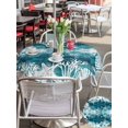 thumbnail image 5 of Outdoor Tablecloth with Umbrella Hole for Patio/Picnic/Party/Camping, Vintage Teal Coastal Waterproof Table Cloth Round Cover Washable, Beach Coral Starfish Modern Abstract (Dia 54"), 5 of 9