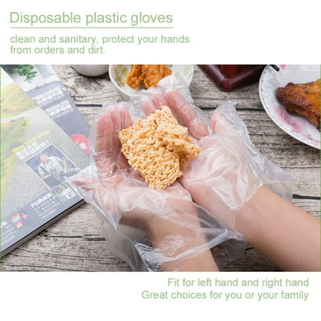 100Pcs Large Size Plastic Transparent Disposable Gloves BBQ Film Gloves Cooking Kitchen Tools Dining Bar Accessories