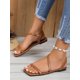 thumbnail image 4 of Women Black Snakeskin Embossed Ankle Strap Sandals, Elegant Open Toe Flat Sandals, 4 of 4