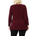 thumbnail image 3 of Agnes Orinda Women's Plus Size Tops Belted Knot Tie V Neck Long Sleeve Casual Knit Blouse 3X Burgundy, 3 of 7