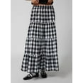 thumbnail image 4 of Michellecmm  Women's Plaid Skirt Loose Elastic Waist Ruffled Tiered Long Skirt, 4 of 8