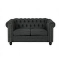 thumbnail image 3 of RN Furnishings Chesterfield 65" Button Tufted Linen Fabric Loveseat-Gray, 3 of 5