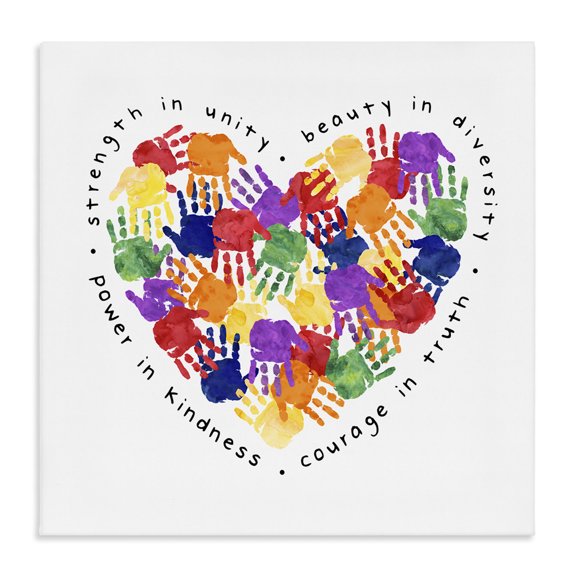 Stupell Industries Modern Strength In Unity Handprint Heart Canvas Art, 17 x 17, by Erica Billups