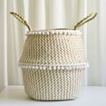 thumbnail image 3 of PureCasa Home & Garden Decor Seagrass Wicker Flower Basket for Indoor Outdoor, Macrame Woven Plant Pots for Balcony Patio Living Room, Boho Rustic Style Decoration, 11"x11"x12.6", White, 1 Pack, 3 of 3