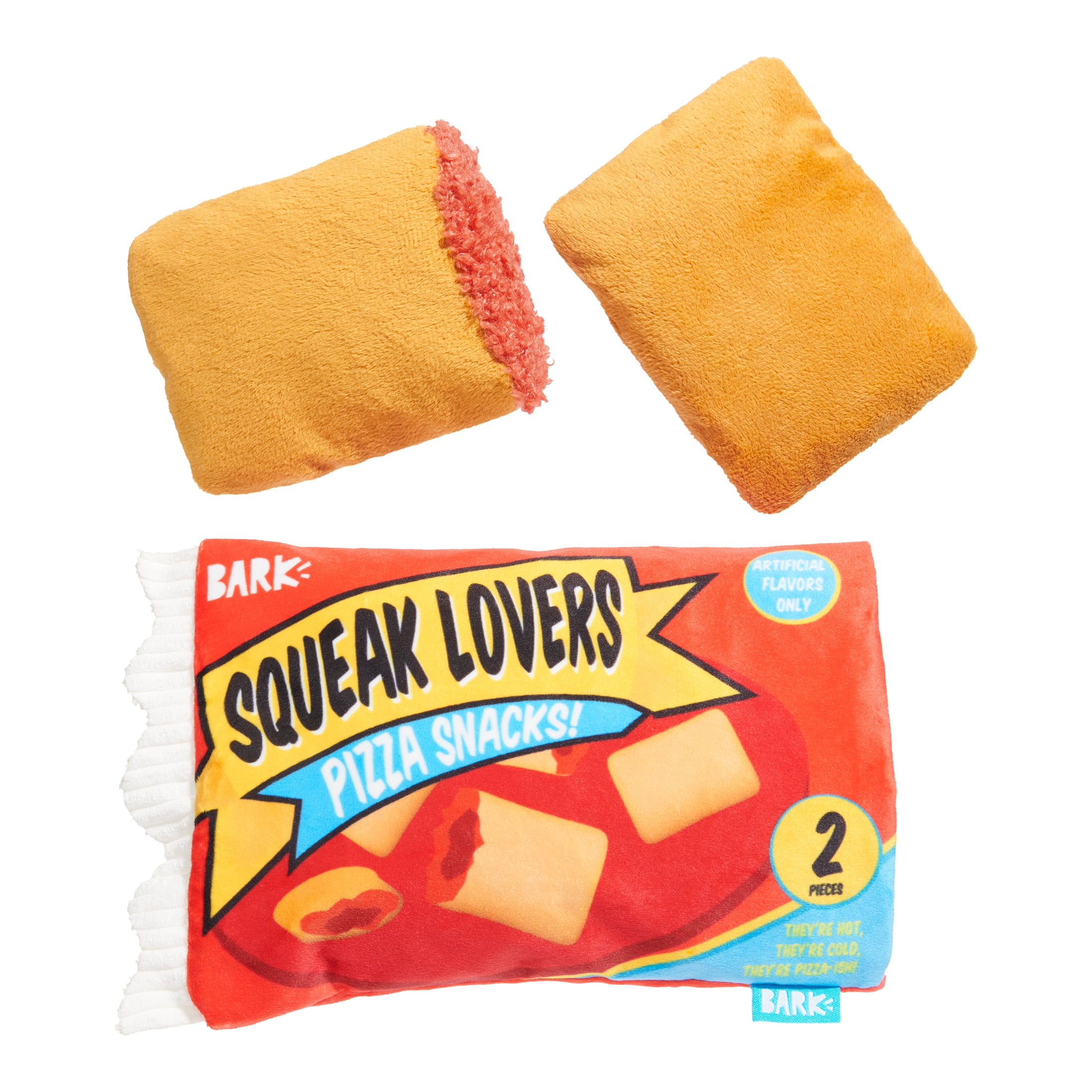 BARK 3-Part Pizza Roll Squeak Lovers Snacks Dog Toy For Medium and Large Dog Sizes