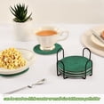 thumbnail image 6 of Haosy Set of 6 Drink Woven Coaster with Holder Heat Resistant Non-Slip Bar Coasters 4 Inches Emerald Green with Golden Glitter, 6 of 7