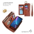 thumbnail image 4 of iPhone XR Leather Flip Case Cover,iPhone XR Zipper Wallet Case for Women and Men, Dteck [14 Card Holder][Zipper][Magnetic Detachable] Wallet Folio Case Leather Pouch for iPhone XR 6.1 inch, Brown, 4 of 10
