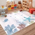 thumbnail image 3 of Washable Area Rug for Living Room, 8'x10' Nautical Beach Pattern Non-Slip indoor Rug, Soft Low Pile & Stain Resistant Carpet for Bedroom, Dining Room, Home office, 3 of 8