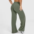 thumbnail image 4 of Resicozy Straight Leggings for Women High Waisted No Front Seam Workout Gym Pants Solid Color Wide Leg Yoga Pants Green M, 4 of 5