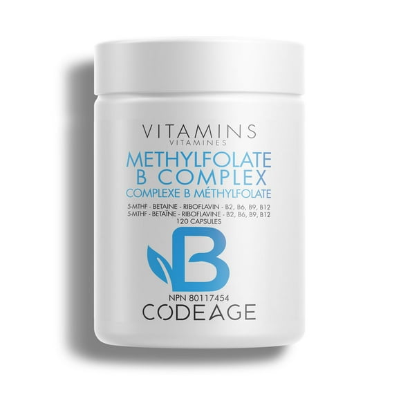 Methylfolate B Complex, Vitamins B6 & B12 Methylcobalamin, Riboflavin, Betaine TMG, Folate, 120 ct