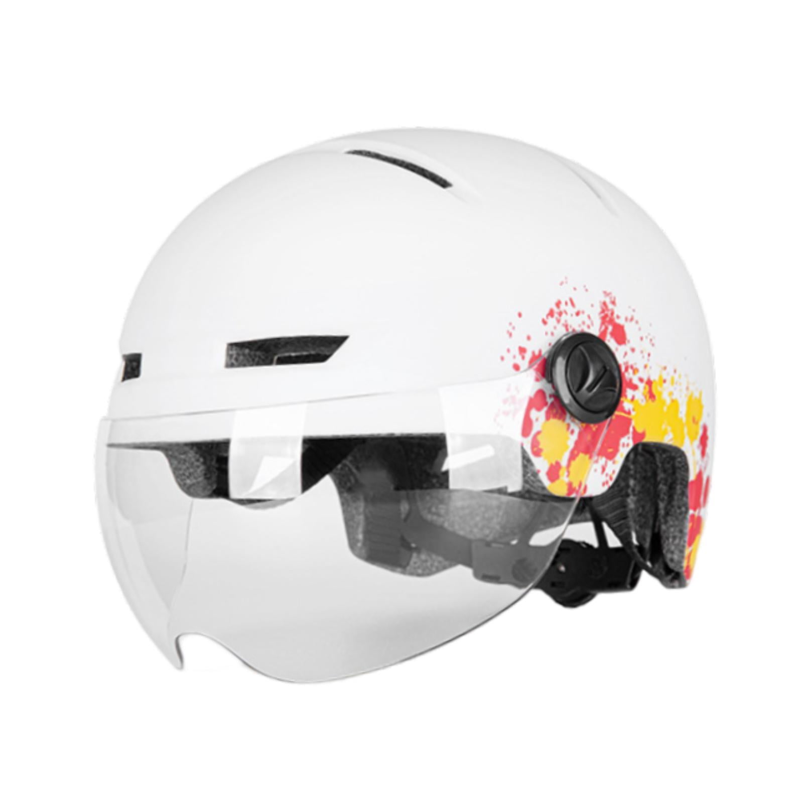 Baoblaze Electric Helmet with Light and Visor Adjustable Cycling Helmet White