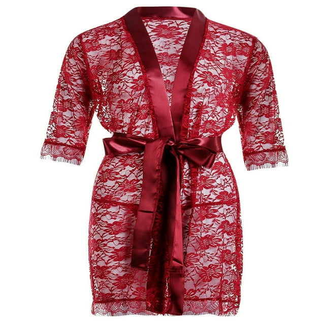 Robe de Nuit en Dentelle Babydolls pour Femmes, Pyjama une Pièce Transparent