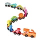 thumbnail image 4 of Tren de dinosaurios de madera | Bloques de construcción educativos de 11 piezas con animales y números | Juegos coloridos de secuenciación y conteo para niños pequeños, 4 of 5