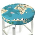 thumbnail image 3 of Daiia World Map With Animal Stool Covers Round,Round Bar Stool Covers Waterproof Bar Chair Covers Washable Stool Cushion Slipcover for 12-14 Inch Chair-13 inch, 3 of 7