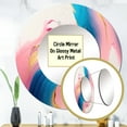 thumbnail image 3 of Designart "Waves of Pink and Gold" Abstract Round Mirror Wall Decor Modern - Large Pink Round Bathroom Mirror - Round Mirror - 29" x 29", 3 of 6