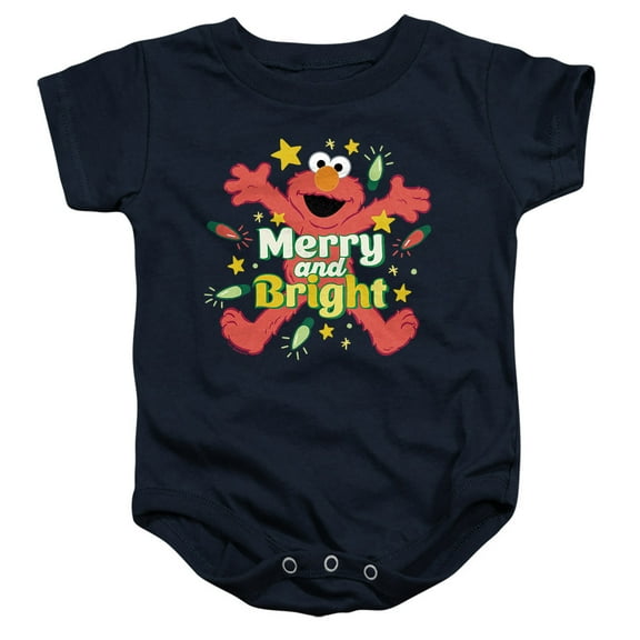 Sesame Street Christmas Merry And Bright Elmo Unisex Infant Snap Suit for Baby, Navy, Small