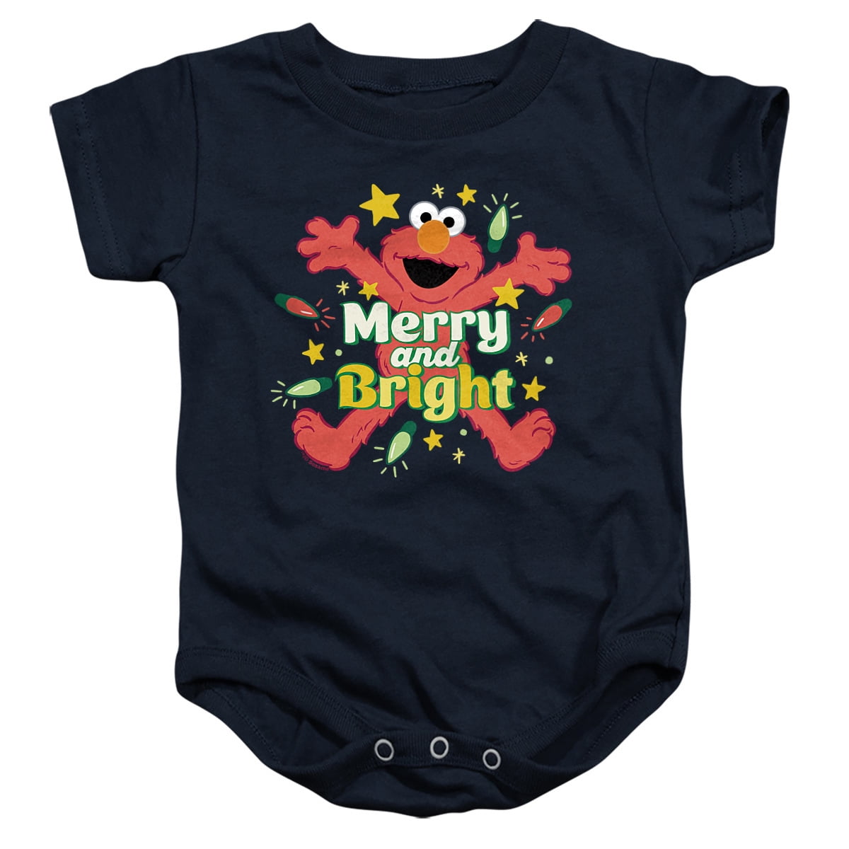 Sesame Street Christmas Merry And Bright Elmo Unisex Infant Snap Suit for Baby, Navy, Small