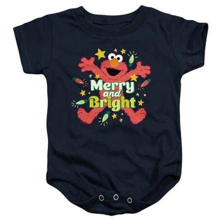 Sesame Street Christmas Merry And Bright Elmo Unisex Infant Snap Suit for Baby, Navy, Small