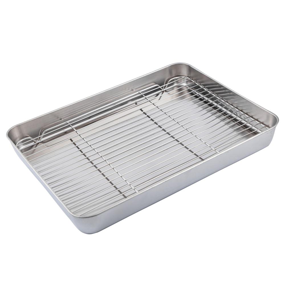 Stainless Baking Sheet Pan with Rack Set NonToxic Biscuit Pan