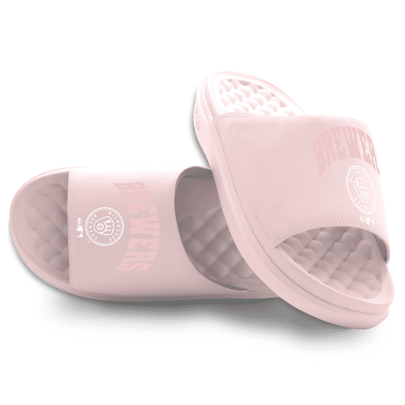 Unisex ISlide Pink Milwaukee Brewers Tonal Pop Motive Slide Sandals