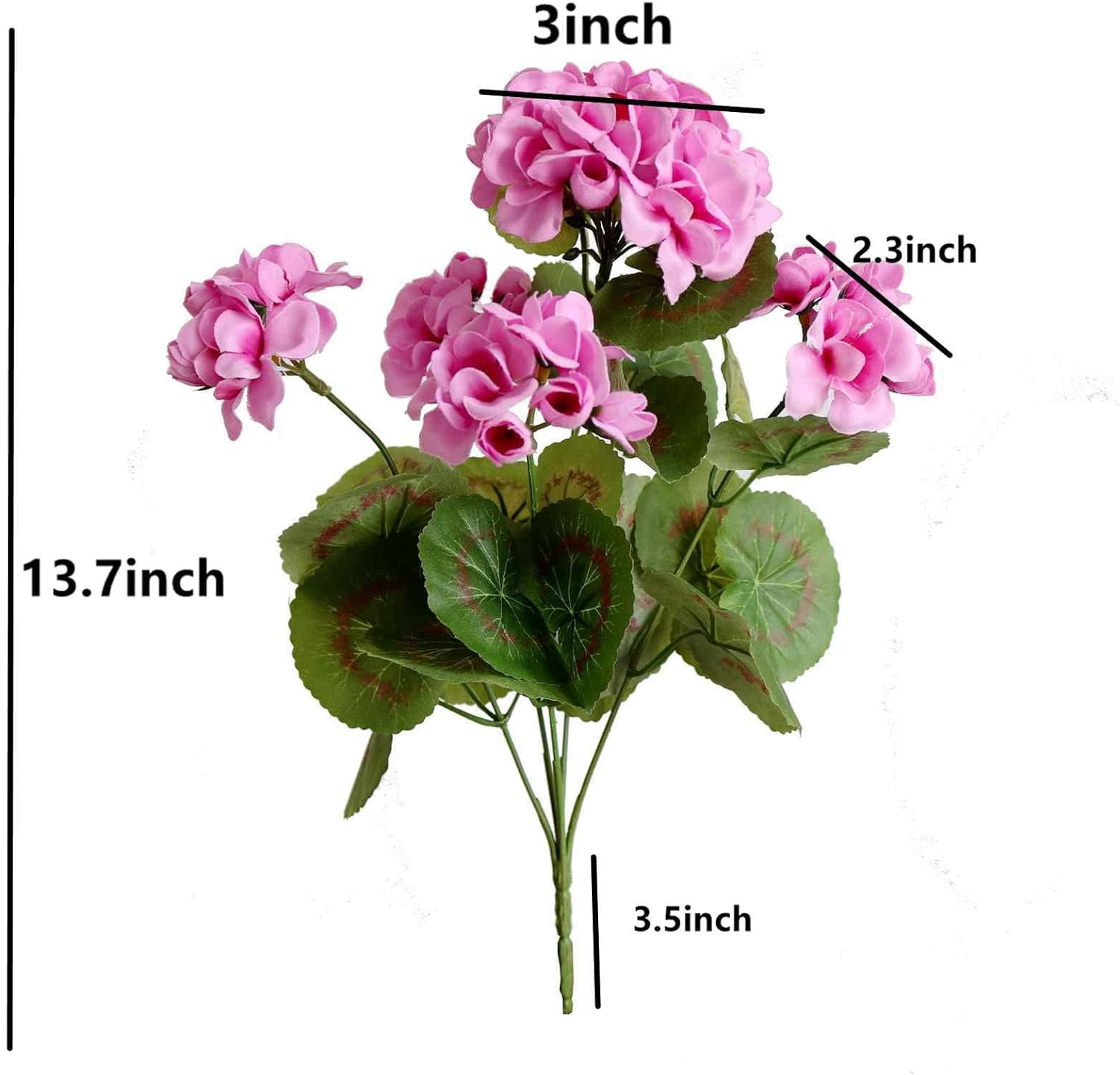 Artificial Flowers Geranium Bush Begonia Silk Flowers for Outdoor Indoor Artificial Plant Flowers for Patio Lawn Garden Decor (4PCS Red)