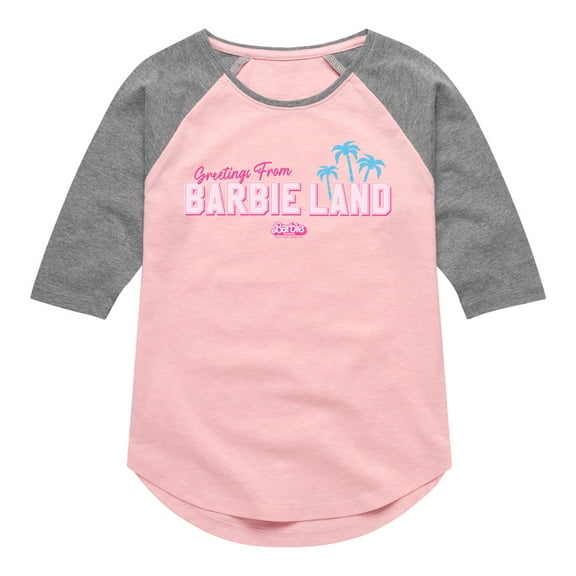 Barbie - Greetings From Barbie Land - Toddler & Youth Girls Raglan Graphic T-Shirt