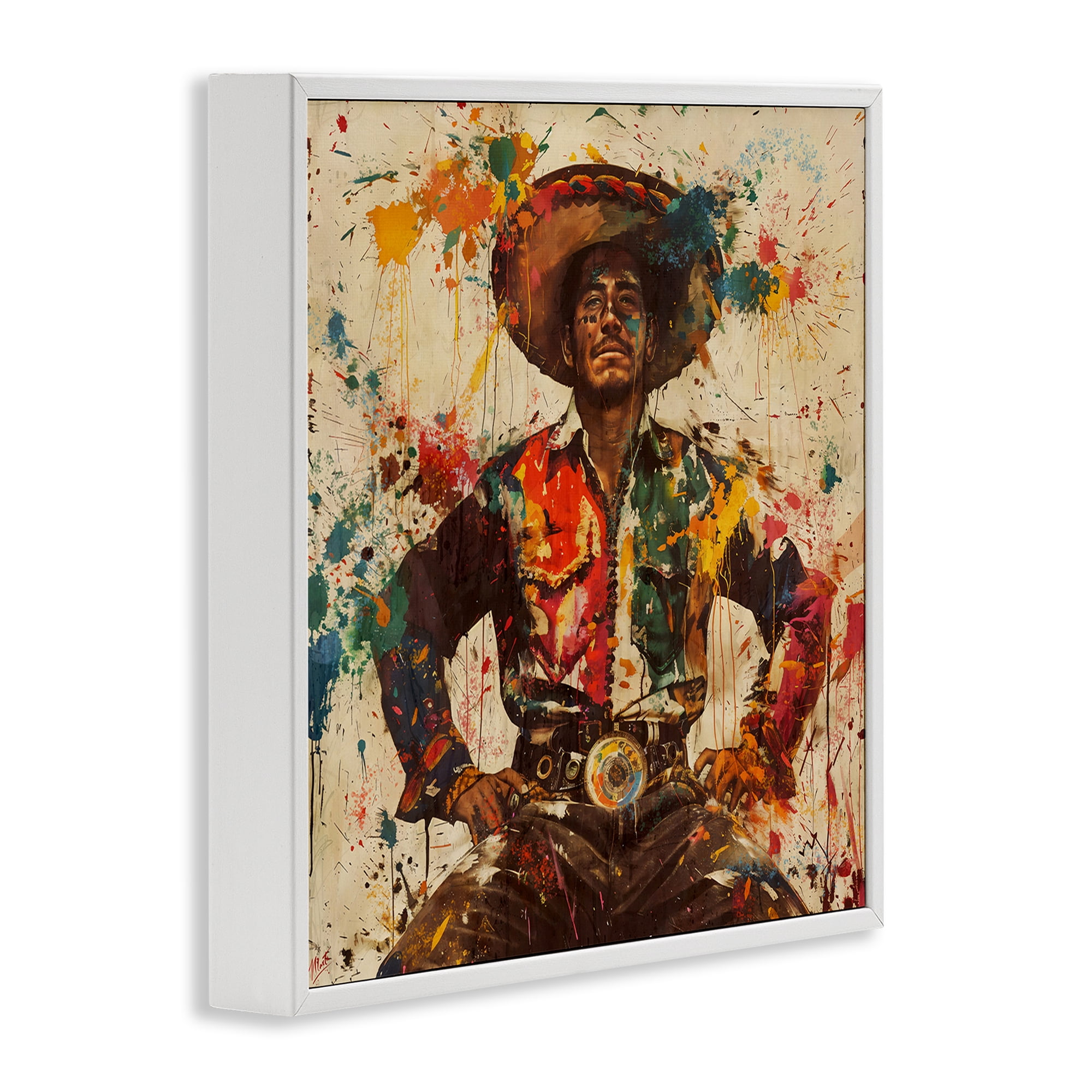 Stupell Industries El Mexicano with Paint Splatters White Framed Giclee Art, design by Marta Wiley