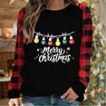 thumbnail image 2 of Weiqiqre Womens Fall Tops Christmas Shirt Women Gnomes Plaid Splicing Raglan T-Shirt Xmas Holiday Casual Long Sleeve Tee, 2 of 4