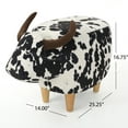thumbnail image 2 of Cute Cow Small Ottoman With Iconic Spotting and Longhorns Design, Velvet Animal Ottoman For Living Room, Nursery, Playroom And Bedroom, Foot Rest For Couch, White+Black, 2 of 9
