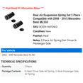 thumbnail image 2 of Rear Air Suspension Spring Set 2 Piece - Compatible with 2006 - 2015 Mercedes-Benz ML350 2007 2008 2009 2010 2011 2012 2013 2014, 2 of 2
