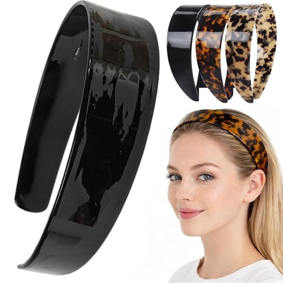 Thick Tortoise Shell Headband with Teeth for Women, 1.5in Wide, Acetate, No Slip, Retro Plastic Hair Accessory