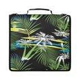 thumbnail image 2 of Black Palm Fronds Printed Zipper Binder with Handle&Shoulder Strap 2 inch 3 Ring 500+300 Sheet Capacity File Folder Organizer, 2 of 8