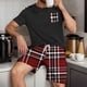 thumbnail image 5 of Mangas de Mano para Hombres Plaid Casual Home Sleepwear Manga Corta Cuello Redondo Top Y Pantalones Cortos Set, Algodón Poliéster Sala de Desgaste, 5 of 6