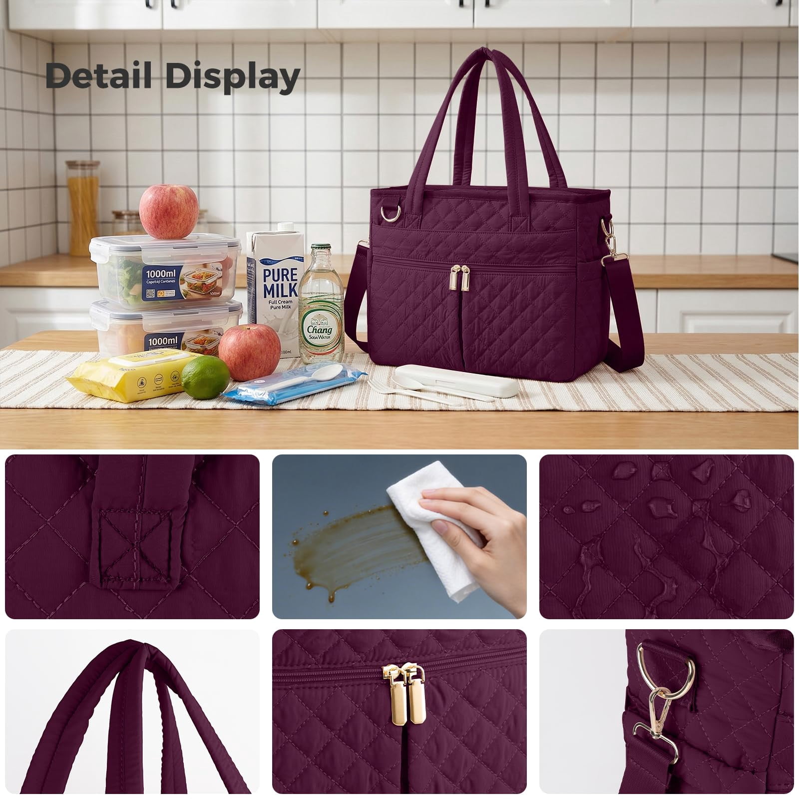 Extra-large Lunch Bag  Box Insulated For Women Tote Soft Cooler Work Outdoor Picnic Trips