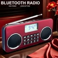 thumbnail image 2 of Wiher Portable FM Radio with Bluetooth, MP3 Player, TF/USB Playback & 10 Presets, Rechargeable Battery, 5W Stereo Sound for Home, Travel, and Outdoor Use Red, 2 of 7