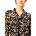 thumbnail image 7 of Allegra K Women's Long Sleeves Tie Neck Ruffle Collar Floral Print LeisureTop, 7 of 7