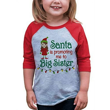 

7 ate 9 Apparel Kids Big Sister Christmas Raglan Shirt Red