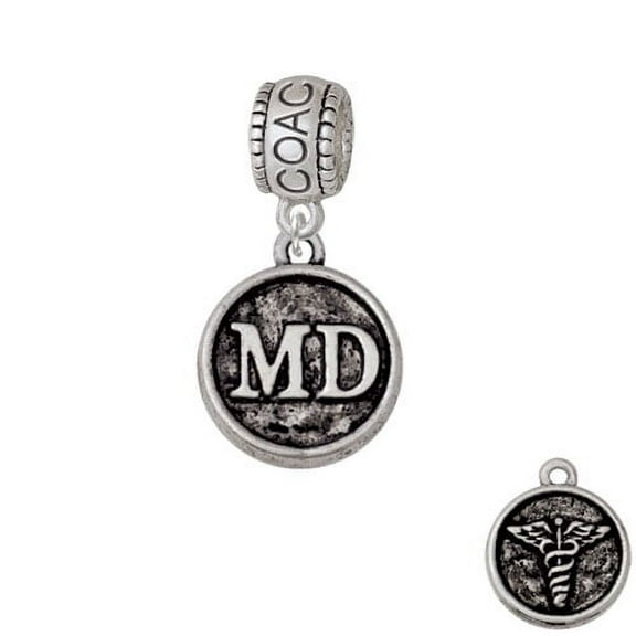 Doctor Caduceus Seal - MD - Coach Charm Bead