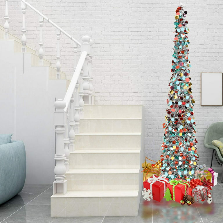 Christmas Tree for Christmas Decorations Indoor - 5 Ft Christmas Tree  Collapsible with Timer 50 Lights 10 Balls, Tinsel Christmas Tree Christmas  Decor for Sale in Queens, NY - OfferUp