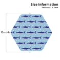 thumbnail image 3 of Honeii Cute Shark Print Leather Coaster Set of 6, Ideal for Safeguarding Your Furniture from Drinks Spills and Effortless Cleanup,Hexagon, 3 of 7