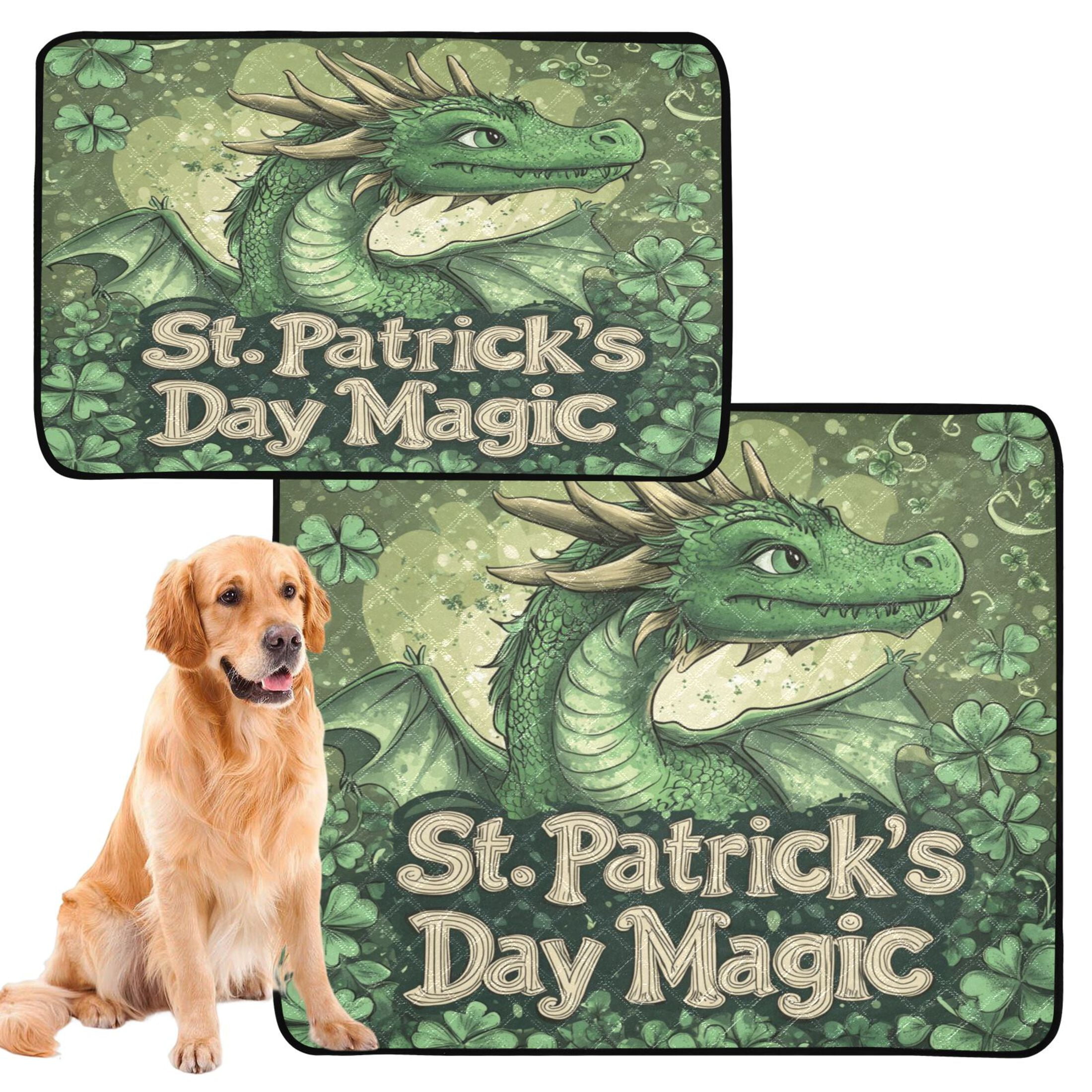 Qxltty Stpatricks Day Anime Dragon Cat litter Pads Pet Set of 3 Diaper Mats Center Anti-leakage Layer Absorbent Soft and Comfortable