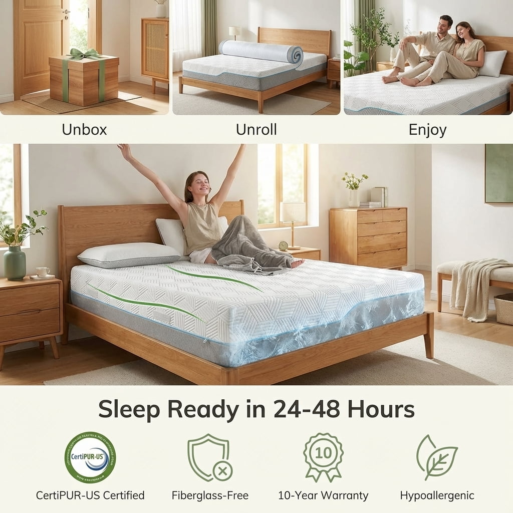 Extra Firm 12 Inch King Size Memory Foam Mattress in a Box, Dual-Sided High-Density Bed Mattress for Back Pain Relief, CertiPUR-US Certified