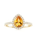 thumbnail image 5 of Rosec Jewels Citrine Teardrop Engagement Ring with Halo - 6X8 mm - Natural Citrine Diamond Ring - AAA Quality - with Jewelry Box, 18K Yellow Gold, US 4.00, 5 of 9